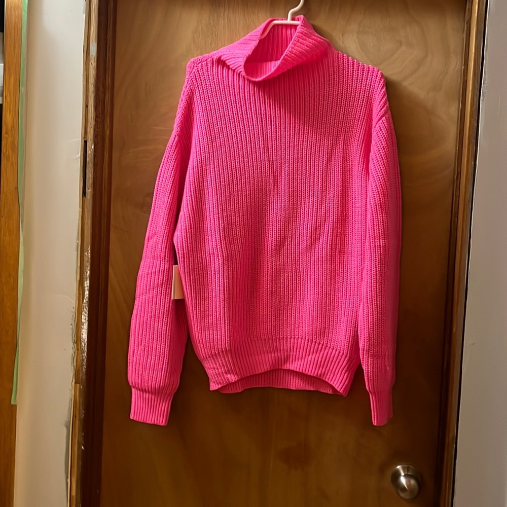 Wilfred Hot Pink Turtleneck Ribbed Sweater